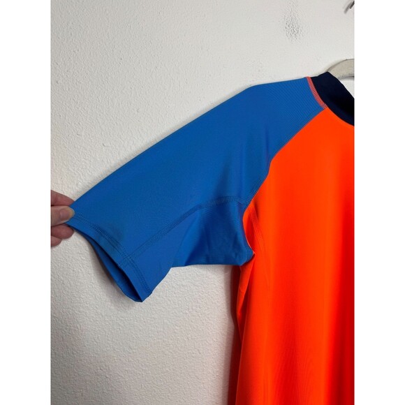 Lands’ End Boys XL Husky Rash Guard Colorblock Orange Blue Short Sleeve Beach - Picture 4 of 10